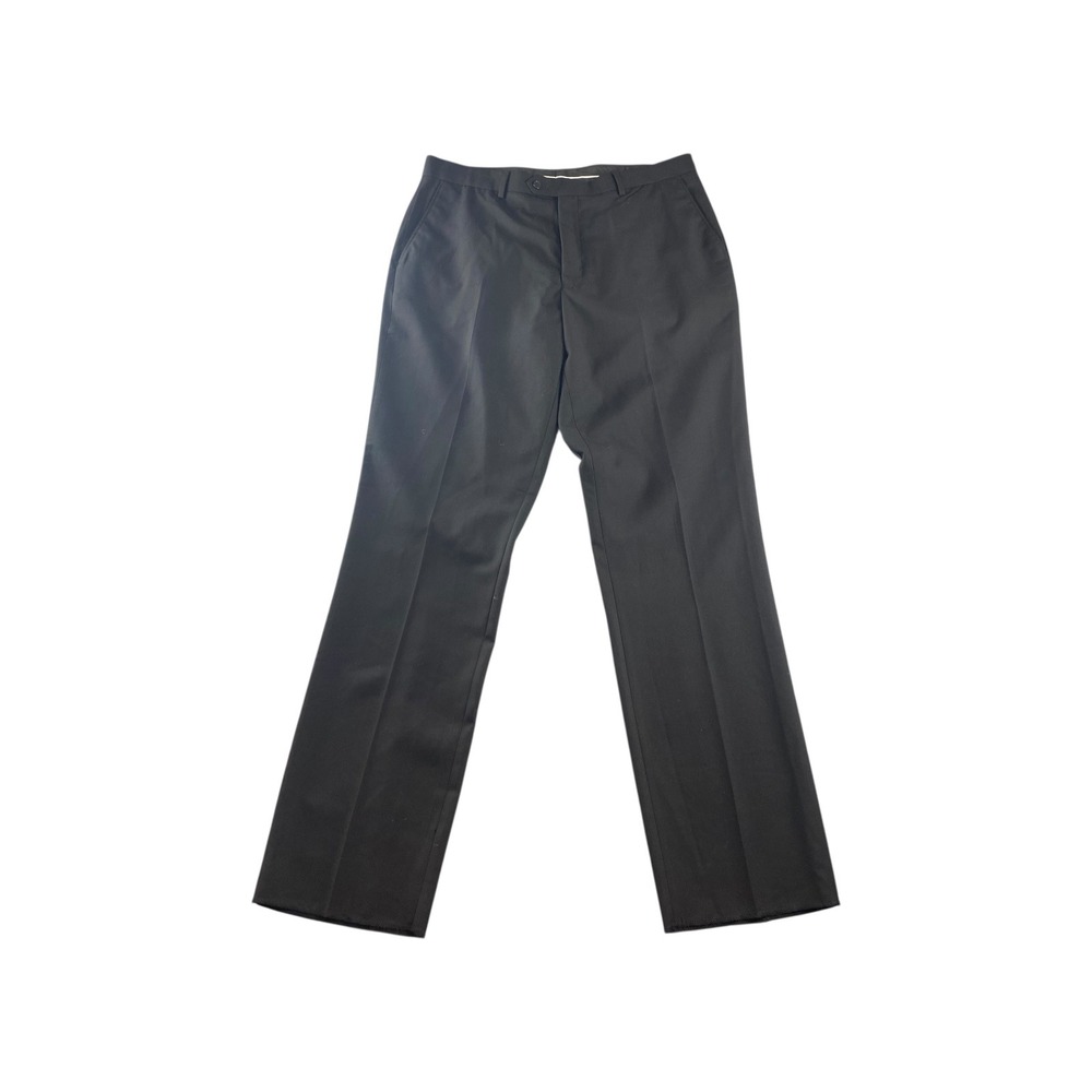 STUDIO FERERA Mens Black Dress Pants 40X36 Polyester Viscose Blend Formal Office